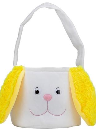 Плюшевая корзинка "кролик", желтая, 30 см elisey