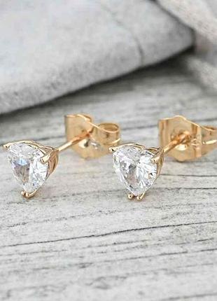 Сережки пусети 35740 6х6мм білі фіаніти вага 1.4г позолота 18к тм xuping