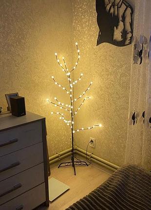 Светодиодное дерево на стойке 1.5м 72led/шарики/теплый белый