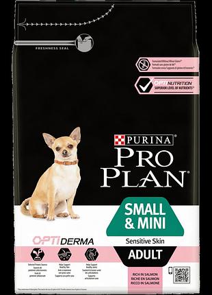 Акція pro plan adult small mini sensitive skin корм для дорослих собак дрібних порід з лососем і рисом 3кг