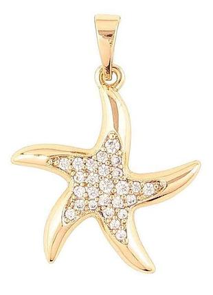 Кулон позолота 18k «морская звезда с цирконом» для цепочки до 5мм (262170) тм xuping