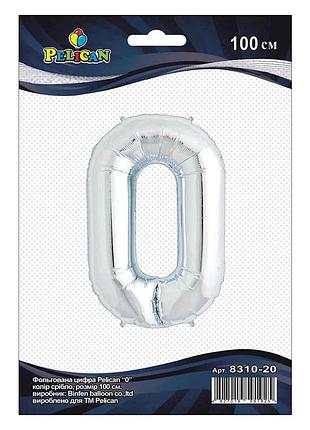 Кулька фольгована цифра 0 срібло 100см. 831020 тм pelican