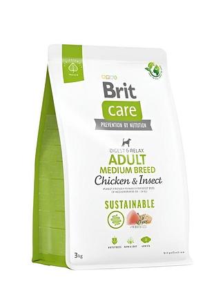 Brit care dog sustainable adult medium корм для собак середніх порід з куркою та комахами 12 кг