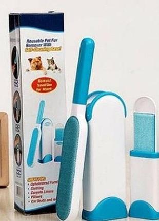 Щетка для удаления шерсти животные reusable pet fur remover with self-cleaning base (картонная упаковка).
