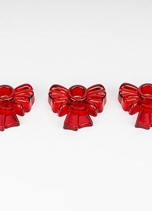 Набор из 3 подсвечников "красные бантики", 9,2 см elisey