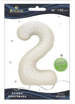 Кулька фольгована цифра 40 (100 см) 2 молочна тм pelican