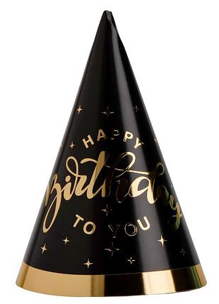 Набор колпаков "happy birthday to you", 6 шт, черный, 20 см yoo-hoo!