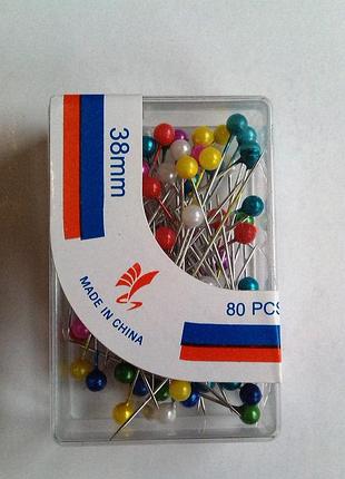 Шпилька бусинка кольорова 80 шт.