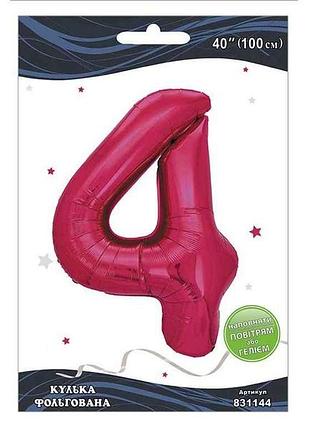 Кулька фольгована цифра 40 (100 см) 4 фуксія тм pelican