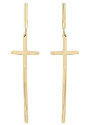 Сережки 14k пусети «підвіски хрестики» (214990) тм xuping