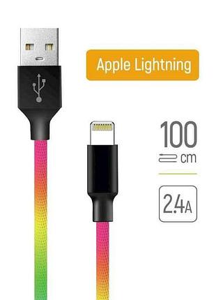 Кабель usb - lightning apple (multicolor) 2.4а 1м тм сolorway
