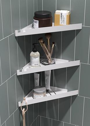 Набор угловых полок для ванной комнаты «minimalism» нерж белые (3 шт)