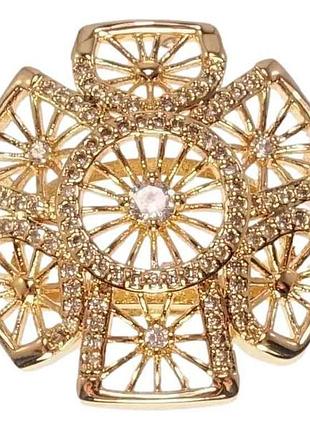 Каблочка xuping позолота 18k «ажурный цветок с цирконом» (089570) р.18.5 тм xuping