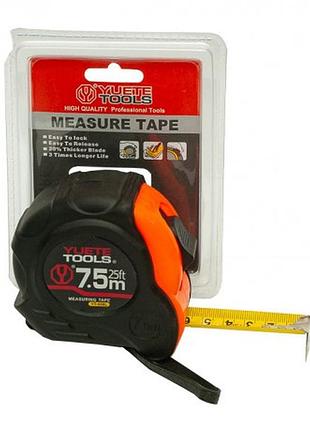 Рулетка yuete tools длиной 7,5 метров, ширина 25 мм.