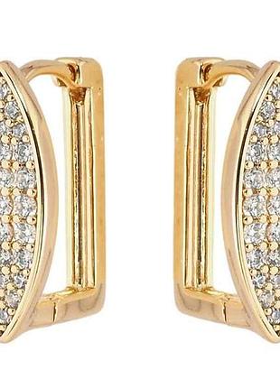 Сережки позолота 18k колечка інкрустація цирконієм (184458) тм xuping