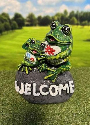 Садова фігурка гіпс 25*21см жаба на камені welcome тм kulbaka