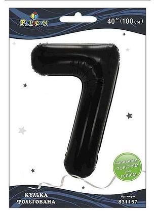 Шарик фольгированная цифра 40 (100 см) 7 черная тм pelican