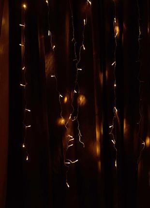 Гирлянда-штора 300 led, желтая, 3*3 м, от usb elisey