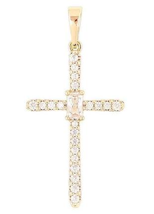 Кулон позолота 18k хрест з цирконієм» для ланцюжка до 6мм (262407) тм xuping