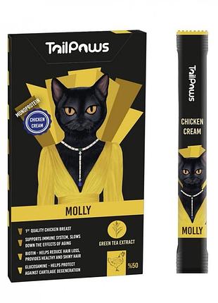 Крем tail paws molly cat тауринлейцинлізин із куркою 515 г.