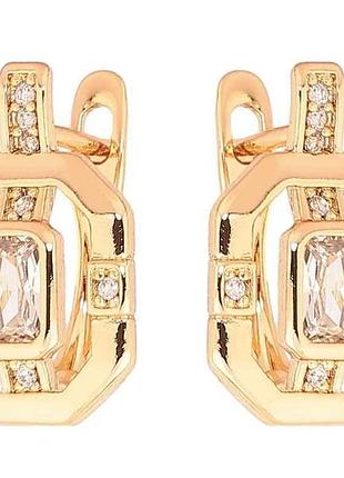 Сережки англійська застібка позолота 18k«декоративний візерунок з кристалами» 291566 тм xuping