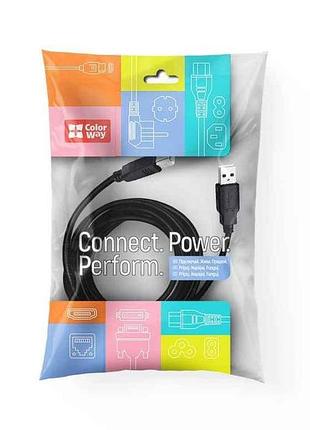 Кабель usb 2.0 am to bm print cable 2м черный тм сolorway
