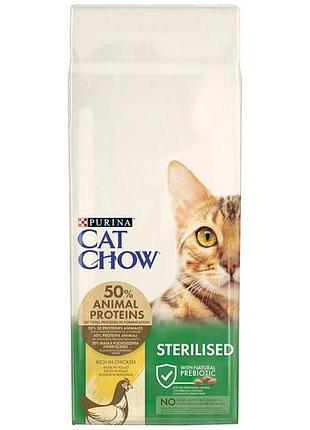 Cat chow sterilised сухий корм для стерилізованих котів із куркою 15 кг