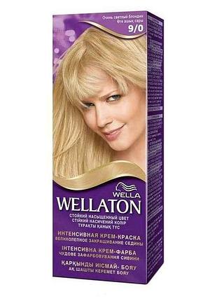 Крем-фарба для волосся стійка 9/0 світлий блондин тм wellaton