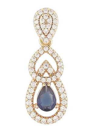 Кулон позолота 18k «изящная подвеска с цирконом и синим фианитом» для цепочки до 4мм (262284) тм xuping