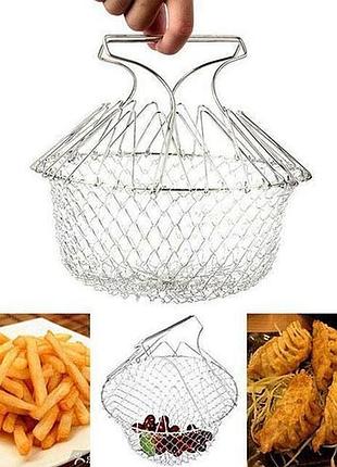 Складаний друшляк magic kitchen deluxe chef basket / складна сітка для сушіння