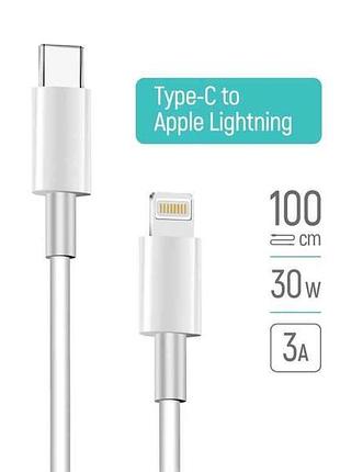 Кабель type с-lightning apple (pd fast charging) 3.0а 1м белый тм сolorway
