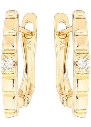 Серьги позолота 18k английский замок «декоративный узор с кристаллом» 284399 тм xuping