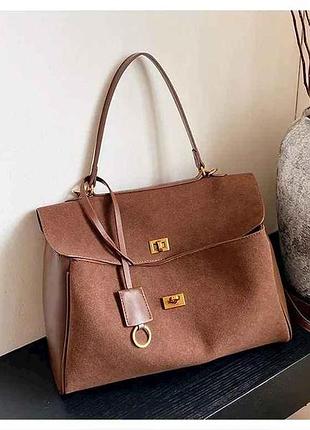 Сумка жіноча екошкіра коричневий 25*37*13см замша арт.m 2337-4 тм китай