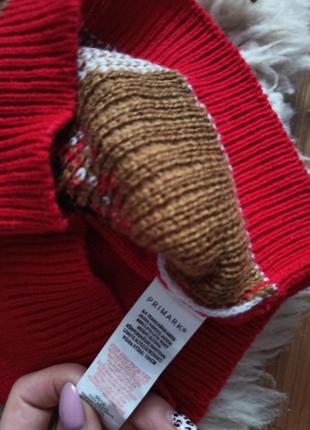 Красный новогодний классный наоядный свитер с оленем на мальчика или девочку 3-4 г 104 см4 фото