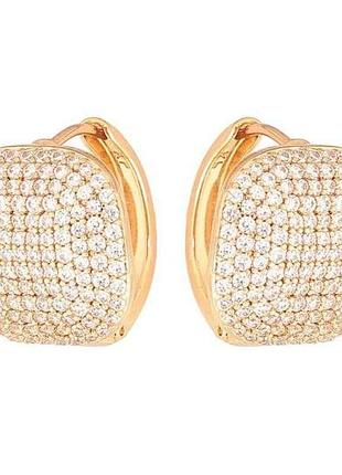 Сережки кільця позолота 18k інкрустація кристалами арт.307586 тм xuping
