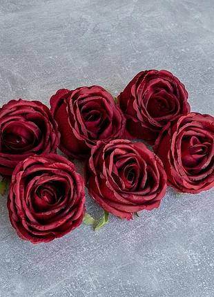 Головка розы, бордовая, 9 см elisey