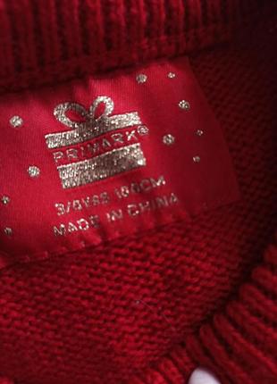Красный новогодний классный наоядный свитер с оленем на мальчика или девочку 3-4 г 104 см5 фото