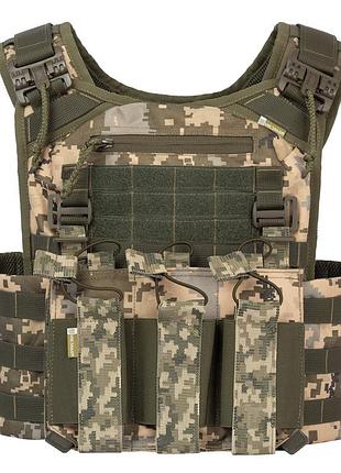 Плитоноска тактическая vik-tailor с подсумками molle, пиксель