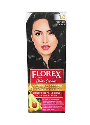 Крем-фарба чорний д/волосся кератин 1.0 тм florex