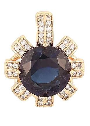 Кулон позолота 18k «цветочка с синим фианитом и инкрустацией цирконом» для цепочки до 5мм (262299) тм xuping