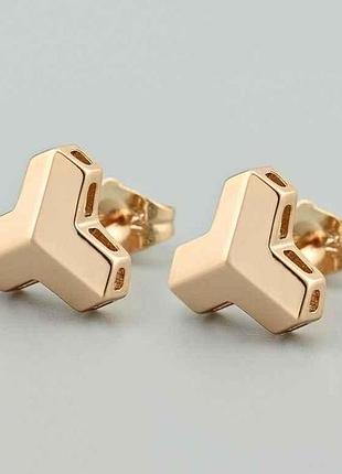 Сережки пусети ава 46940 12х12мм вага 2.3г позолота 18к тм xuping