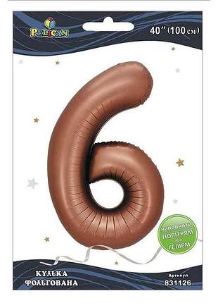 Кулька фольгована цифра 40 (100 см) 6 коричнева тм pelican