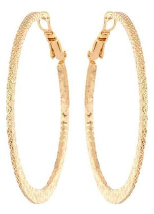 Серьги позолота 18k кольца (конго) тисненый узор ø 4.4см (195806) тм xuping