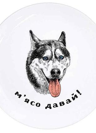 Тарілка мілка d=25см мясо давай 1201 в под. коробці тм kvarta