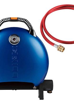 Комплект портативний переносний газовий гриль o-grill 600t, синій + шланг в подарунок! код: 011678