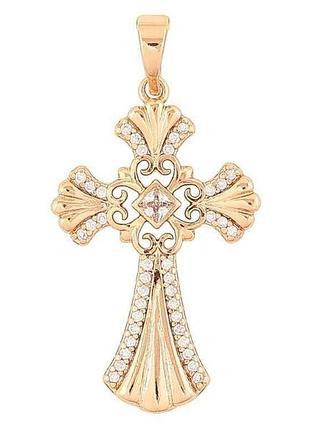 Кулон позолота 18k крест с цирконом для цепочки 271503 тм xuping