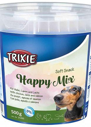 Happy mix-ласщи для собак курица, ягненок, лосось, трикси 31495, 500г happy mix лакомства для собак, 31495