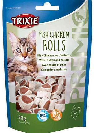 Premio fish chicken rolls-роллы с курицей и лососем для кошек, трикси 42702 лакомство для кошки курица лосось, трикси 42702