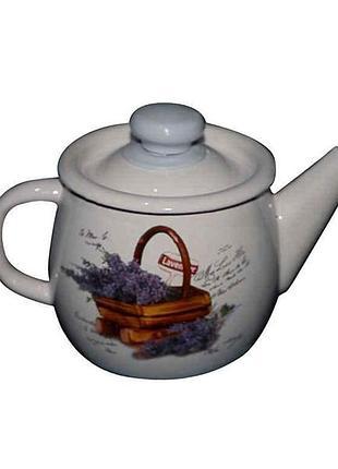 Чайник эмалированный 1,0л/2 корзинка лаванды молочная (i2707/2) тм idilia