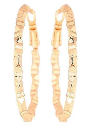 Серьги позолота 18k кольца конго «декоративный узор» ø 4см 270605 тм xuping